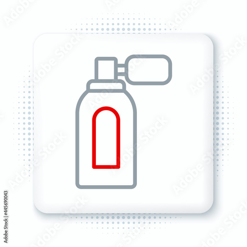 Line Aftershave bottle with atomizer icon isolated on white background. Cologne spray icon. Male perfume bottle. Colorful outline concept. Vector