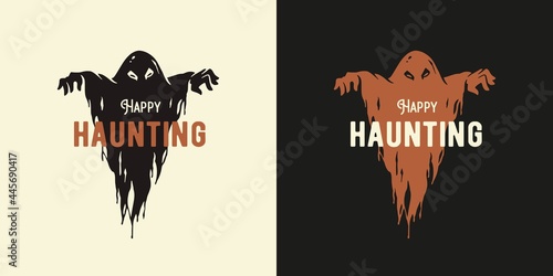 Ghost horror halloween for halloween print. Fear evil spirit or spectre for t-shirt halloween design. Spooky phantom for dark haunted halloween party