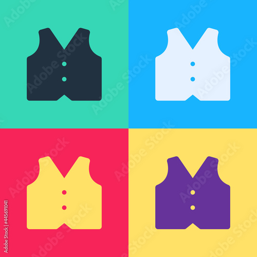 Pop art Waistcoat icon isolated on color background. Classic vest. Formal wear for men. Vector