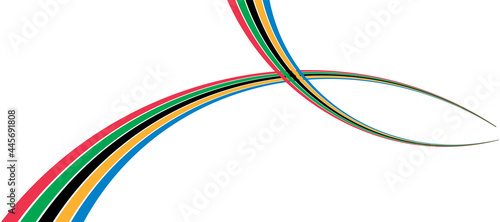 5色のカラフルでダイナミンクなデザインの線のグラフィック