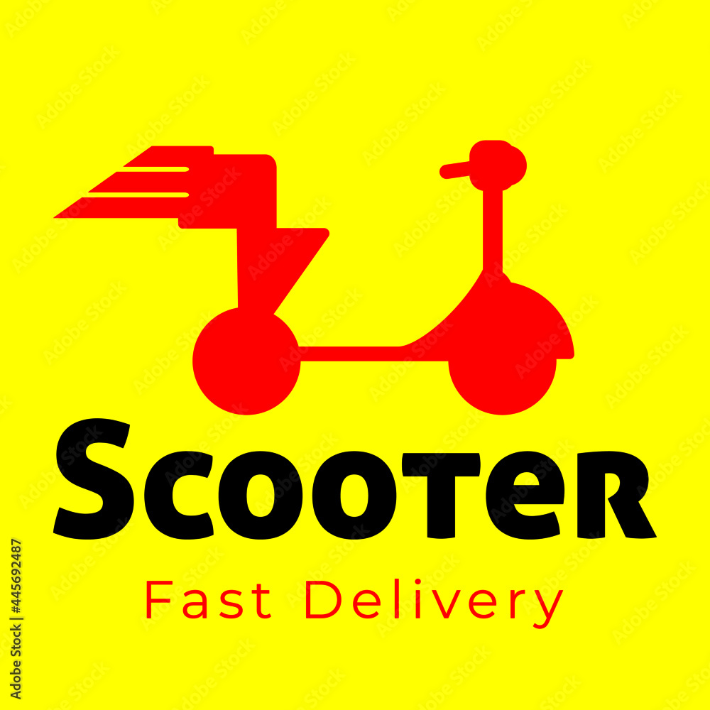 Fast package delivery service logo, scooter logo design Stock Vector