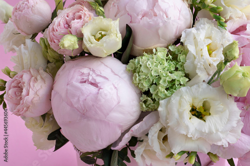 Pink and white flowers. bouquet of pink color  close. High quality photo