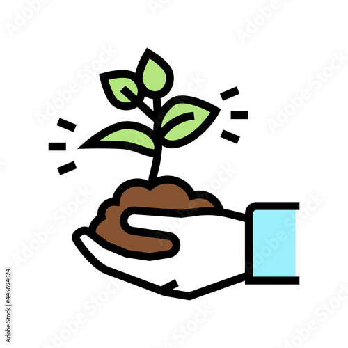 nature soil holding agricultural worker color icon vector. nature soil holding agricultural worker sign. isolated symbol illustration