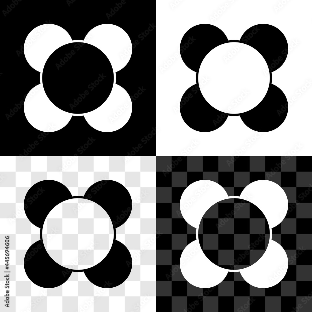 Set Molecule icon isolated on black and white, transparent background ...