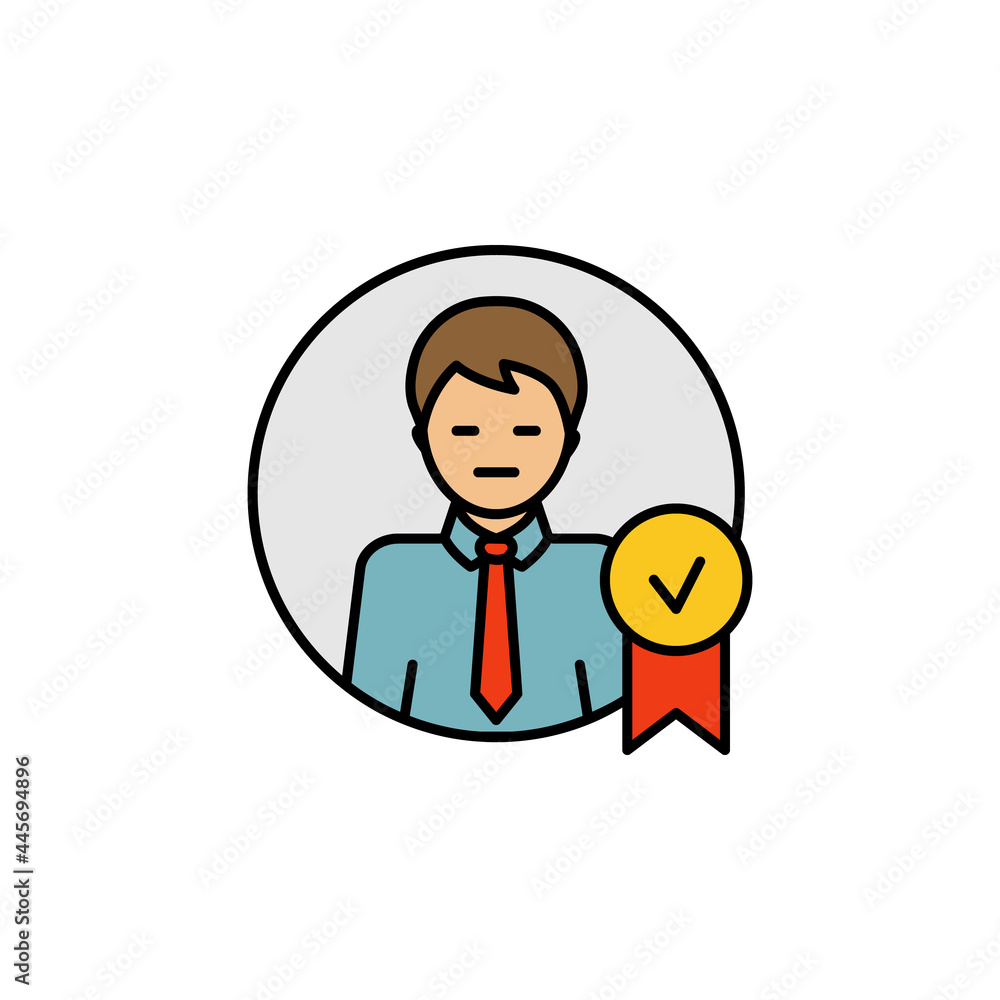badge business line illustration colored icon. element of business illustration icons. Signs, symbols can be used for web, logo, mobile app, UI, UX
