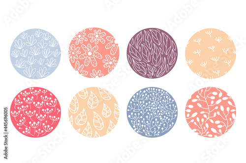 Highlight cover set  abstract floral botanical icons for social media. Vector illustration. watercolor design. Set of Instagram Story Highlights Covers Icons.