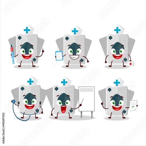 Doctor profession emoticon with remi card spade cartoon character