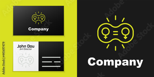 Logotype line Gender equality icon isolated on black background. Equal pay and opportunity business concept. Logo design template element. Vector