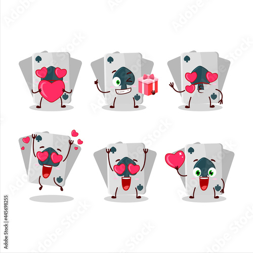 Remi card spade cartoon character with love cute emoticon