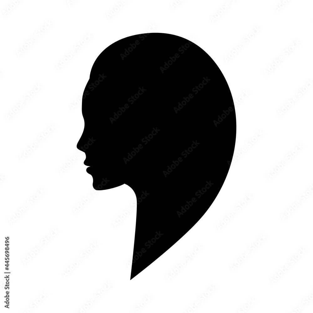 Black silhouette woman girl face, logo, profile, shape. Vector illustration Black silhouette woman girl face, logo, profile, shape. Vector illustration