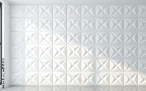 Light and shadow of window frame with 3d wall panel. 3d rendering