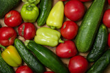 Vegetables on a wooden background. Ripe natural vegetables. Healthy diet. Vegetables close-up