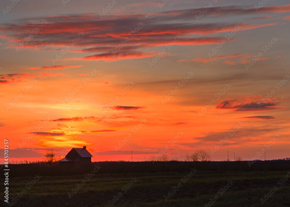 Sunrise over the crossroads - the vicinity of Tarnogród (lubelskie voivodeship). Sunrise over the crossroads - the vicinity of Tarnogród (lubelskie voivodeship).