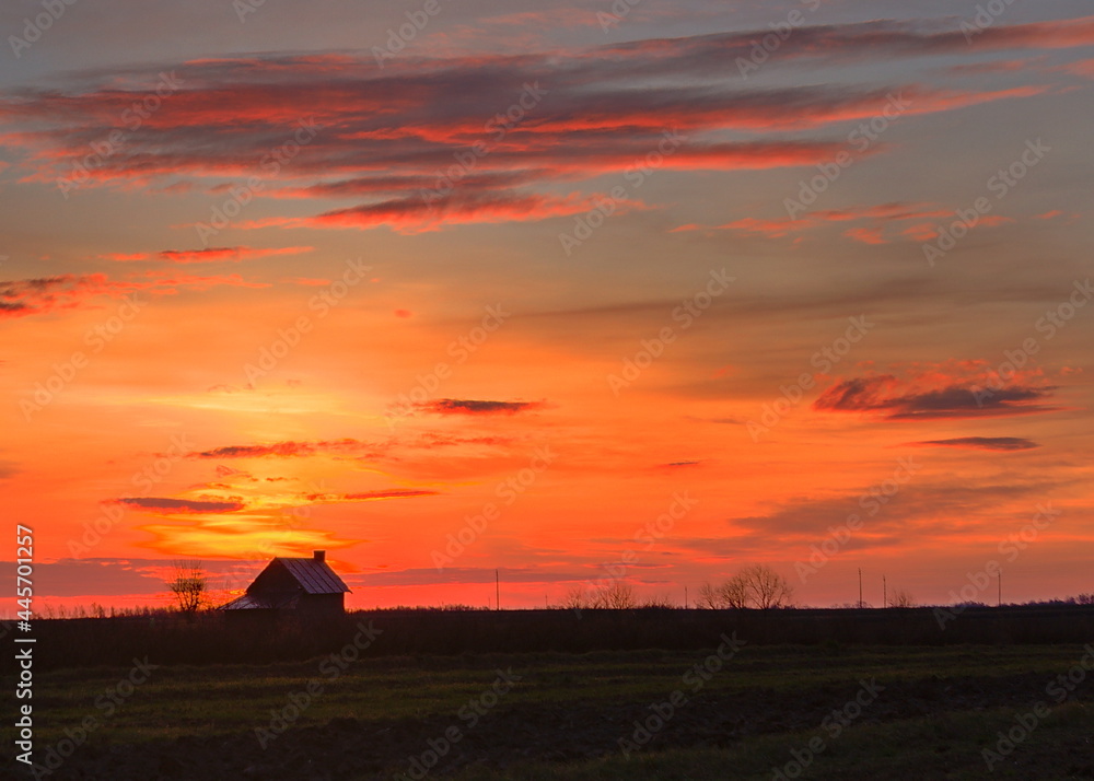 Sunrise over the crossroads - the vicinity of Tarnogród (lubelskie voivodeship).