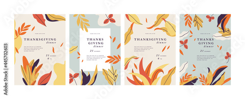 Vector illustartion greeting cards for Thanksgiving invitations. Abstract vertical banner or background with copy space for text.