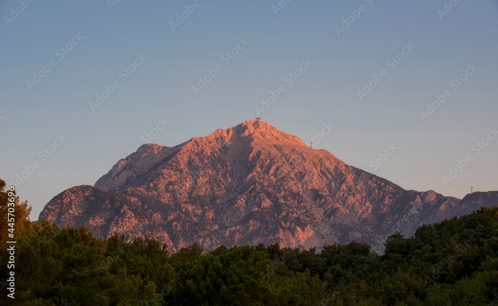 Taurus Mountains of the top of mount Tahtali at sunset