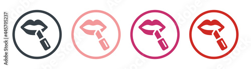 Lips and a lipstick icon vector illustration. Makeup and cosmetic symbol.
