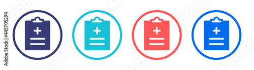 Medical report, medical file, diagnosis report, medical result icon vector illustration.