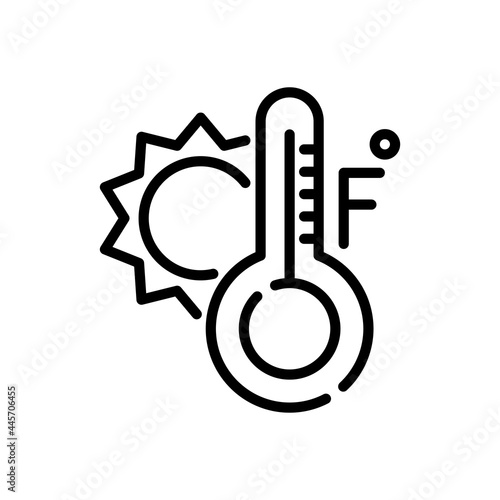 Fahrenheit vector outline icon style illustration. EPS 10 file