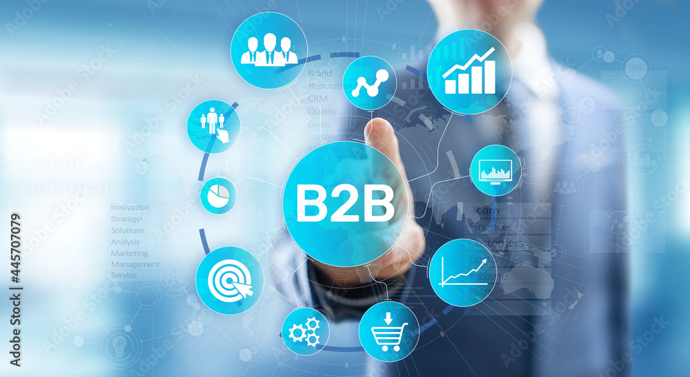 B2B Business to Business marketing strategy concept on virtual screen. B2B Business to Business marketing strategy concept on virtual screen.