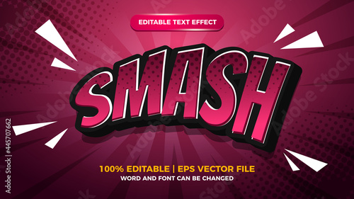 Smash comic cartoon style editable text effect with halftone background