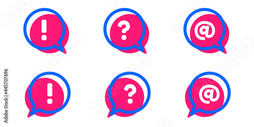 Bubble Text Icon - Amazing flat minimalist line art vector icon of a bubble chats with variety of expressions suitable for website, apps, icon, sign, assets, and illustration in general - Vector Icons