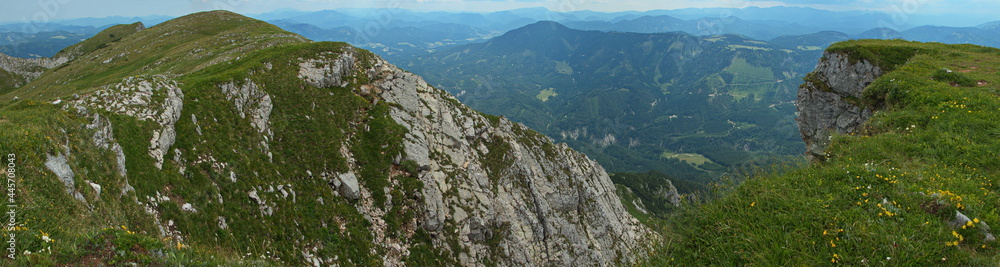 Fototapeta premium View of mountain panorama from Oetscher in Austria, Europe 