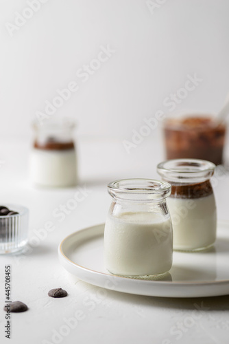 panna cotta with chocolate in a jar