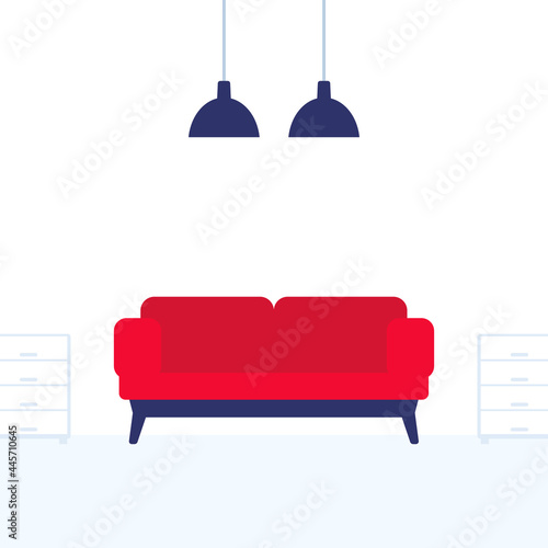 Sofa in the living room, vector illustration