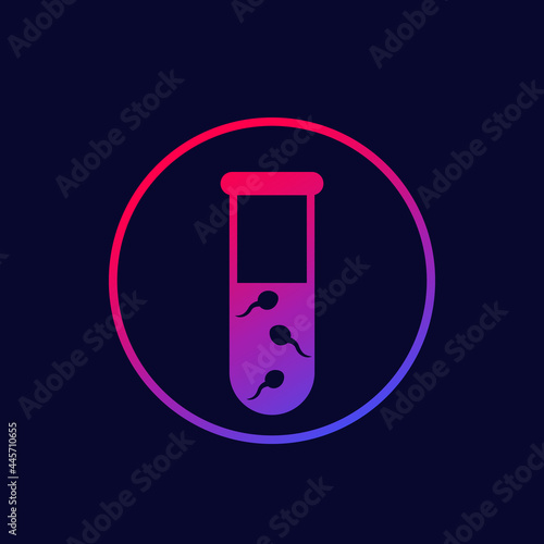 sperm test icon with tube and semen