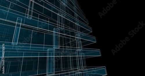 Modern architecture digital background 3d illustration