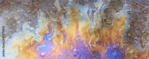multicolored spot gasoline abstract background, abstract oil spill on water