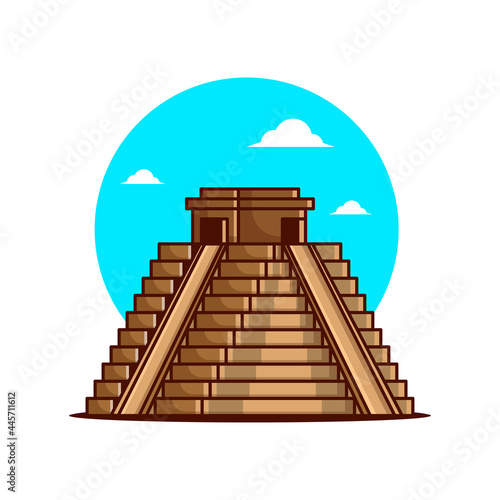 Illustrations of Ancient Mayan Pyramids. World Tourism Day, Building and Landmark Icon Concept