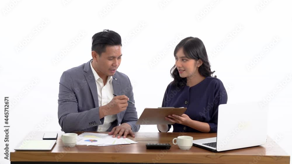asian Happy business partner sitting and meeting. discussing about project asian Happy business partner sitting and meeting. discussing about project