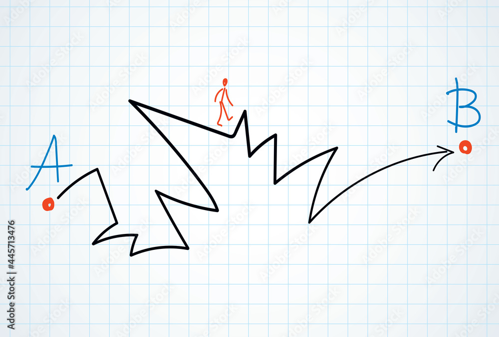 Line from point A to point B. Vector drawing Line from point A to point B. Vector drawing
