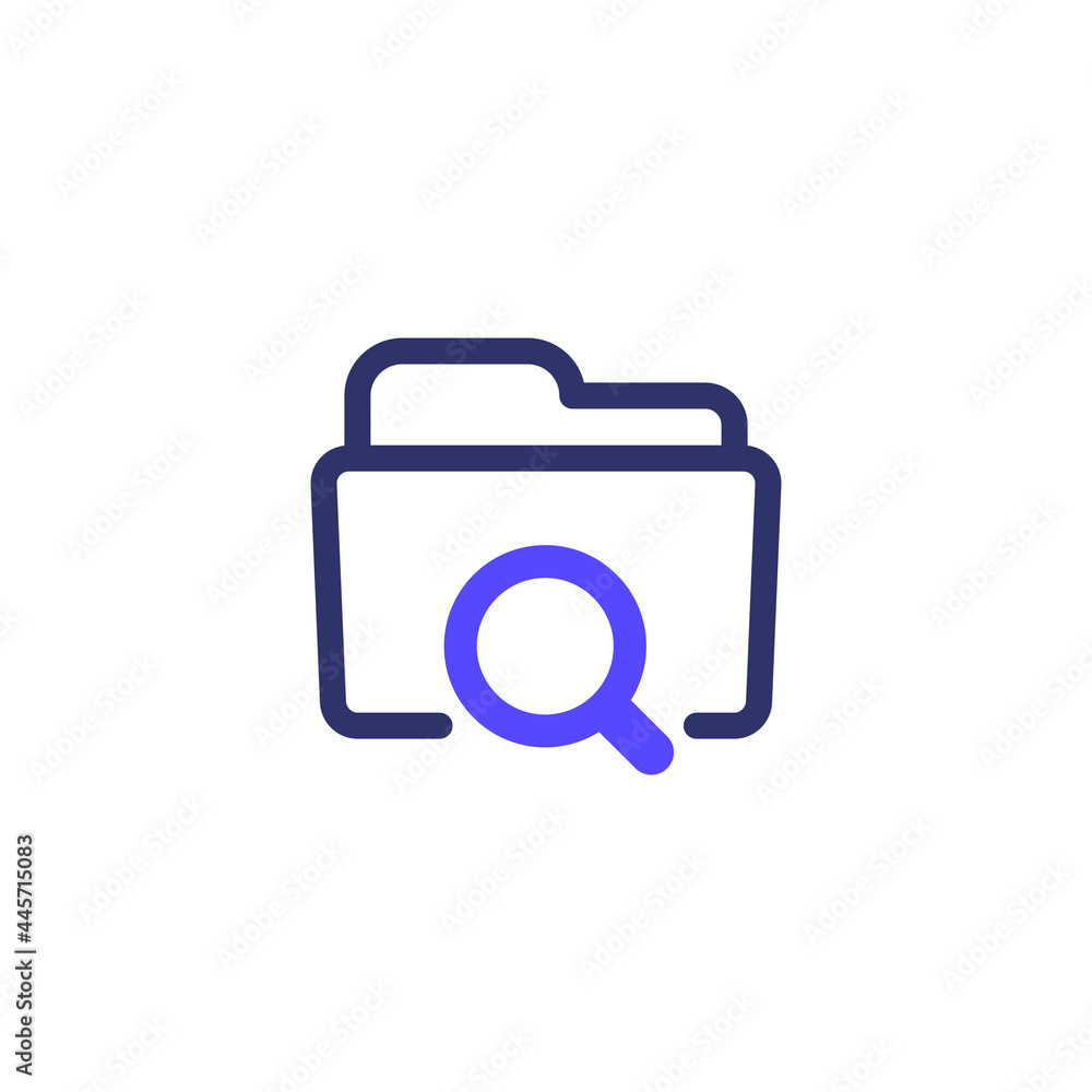 folder search icon on white folder search icon on white