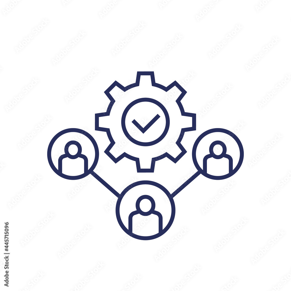 CRM icon with people, line vector CRM icon with people, line vector