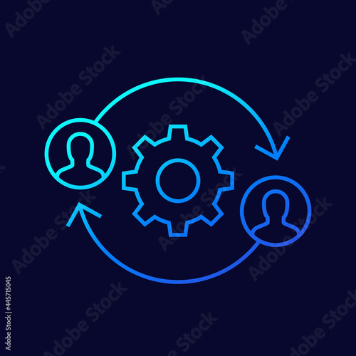Staff rotation, optimization line vector icon