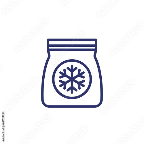 frozen bag line icon, vector