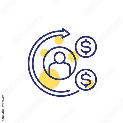 labor cost optimization icon, line vector