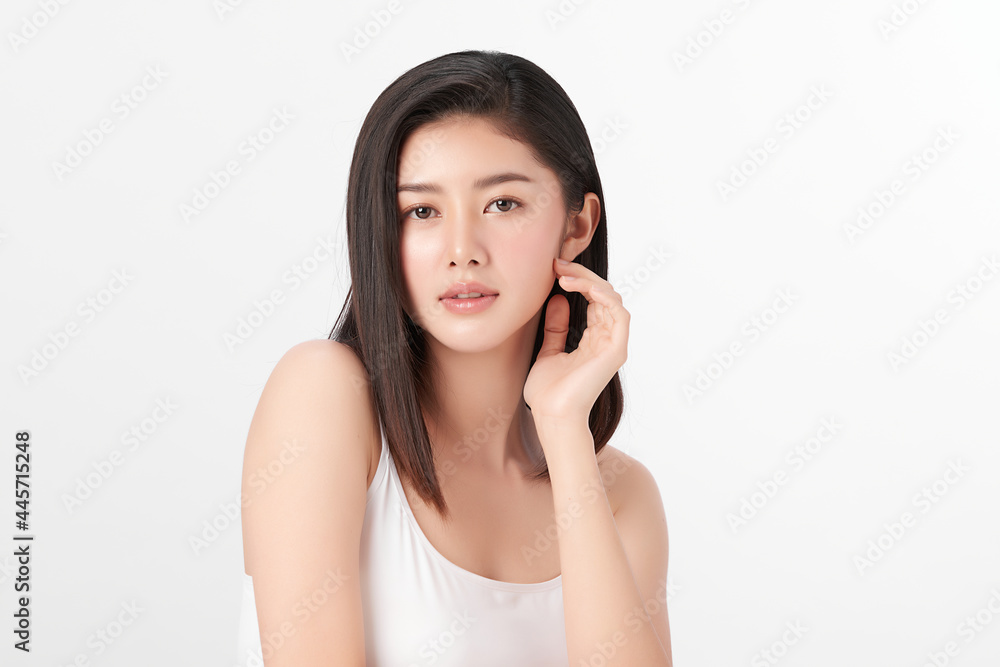 Beautiful young asian woman with clean fresh skin on white background, Face care, Facial treatment, Cosmetology, beauty and spa, Asian women portrait. Beautiful young asian woman with clean fresh skin on white background, Face care, Facial treatment, Cosmetology, beauty and spa, Asian women portrait.