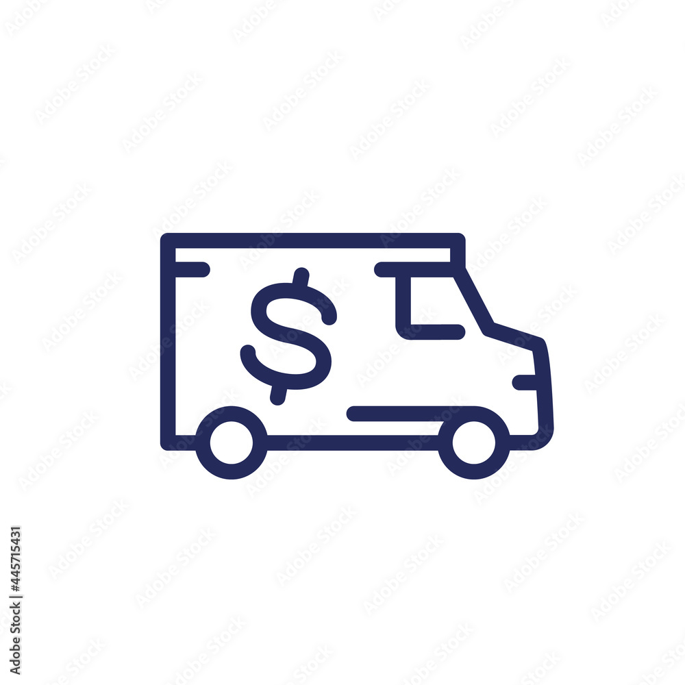 Armored truck line icon, cash money transportation Armored truck line icon, cash money transportation