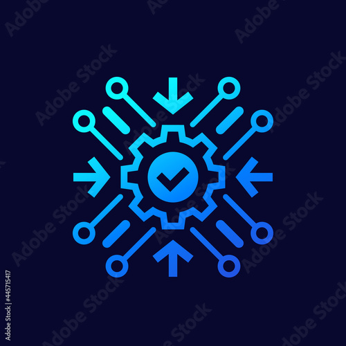 Integration process icon with a gear, vector