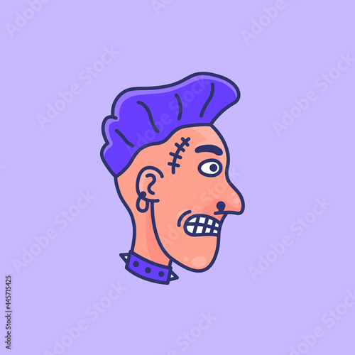 punk head vector sticker design
