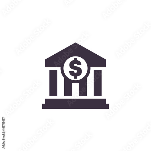 bank building icon on white photo