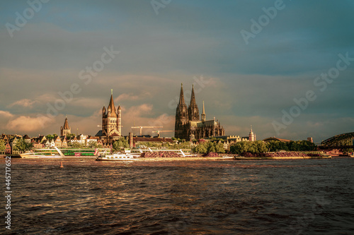 panoramic view of cologne old town with cologne cathedral