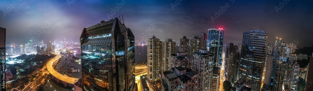 Obraz premium Hong Kong cityscape panorama in night