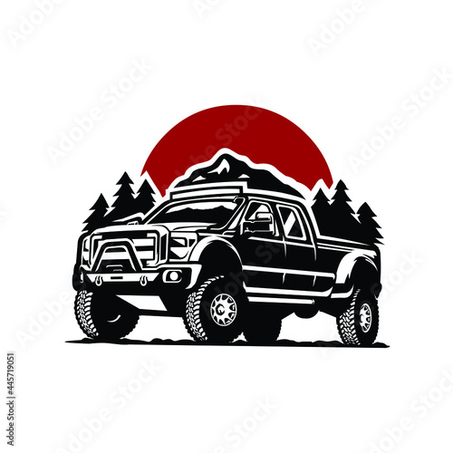 Offroad Adventure Truck Illustration Vector Isolated EPS. Ready Made Logo Template Set Vector Isolated	