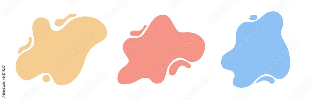 Liquid abstract shapes with various colors set. Geometric graphic elements. Place for text and objects. Minimal abstraction design. Liquid abstract shapes with various colors set. Geometric graphic elements. Place for text and objects. Minimal abstraction design.