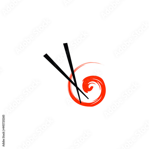 chopstick with brush initial letter g for gunkan maki sushi restaurant logo design vector illustration